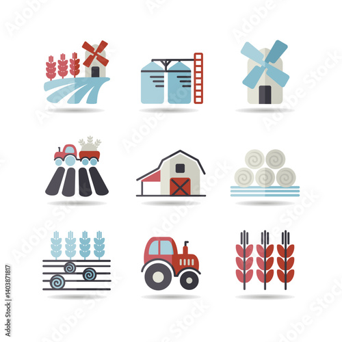 Farm Field icon set. Agriculture sign