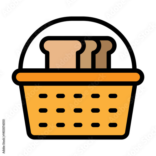 Bread Basket Vector Filled Icon Design