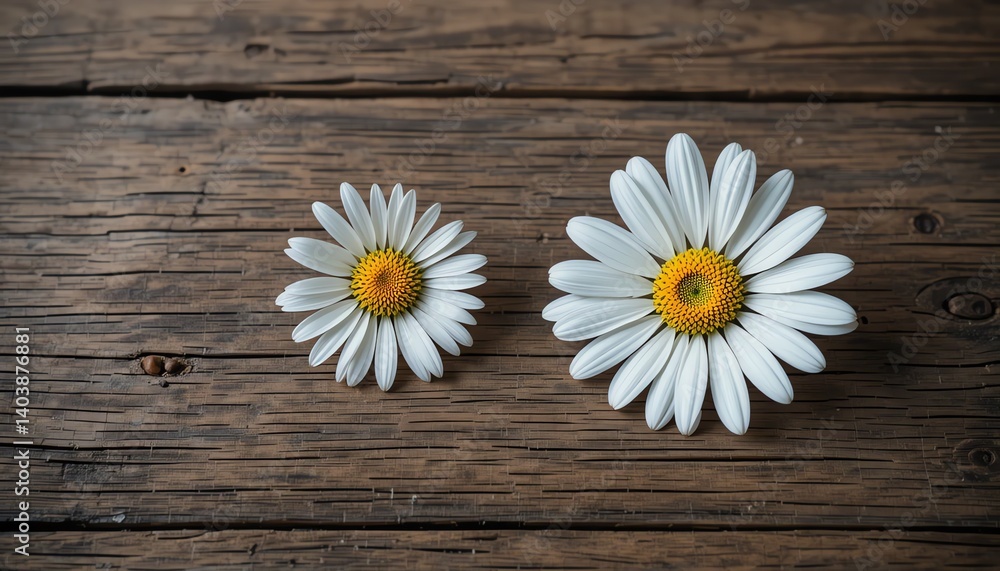 Obraz premium Two Daisies on Rustic Wood for Mother's Day