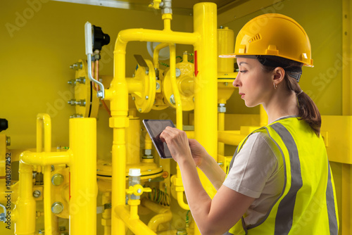 Woman engineer. Gas distrib...