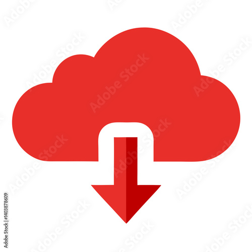 Cloud Download Icon: A simple, modern, and eye-catching graphic of a cloud with a downward-pointing arrow, visually representing downloading or data transfer.