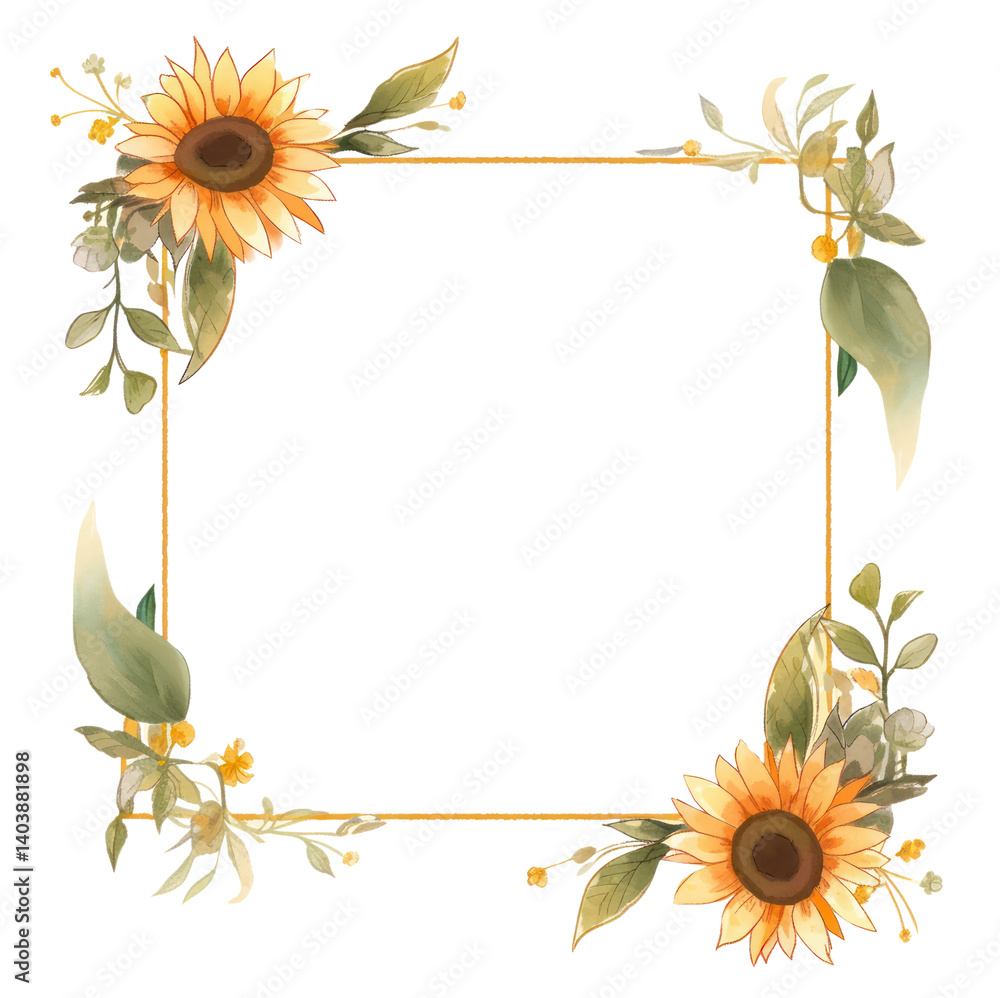 Obraz premium PNG Sunflower pattern frame plant.