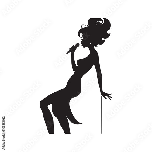 Silhouette of Female Solo Singer Performing with Microphone