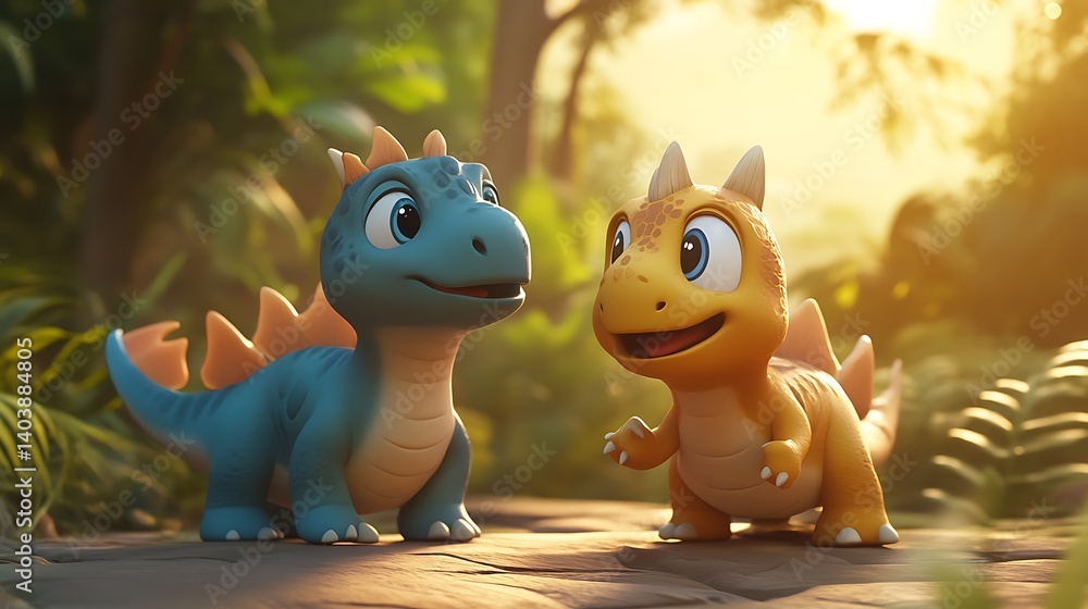 Fototapeta premium 3d cartoon dinosaurs 