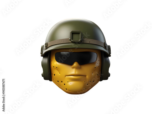 Military Helmet Emoji Icon. 3d rendering isolated on white background