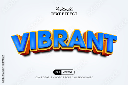 Vibrant Text Effect 3D Curved Style. Editable Text Effect.