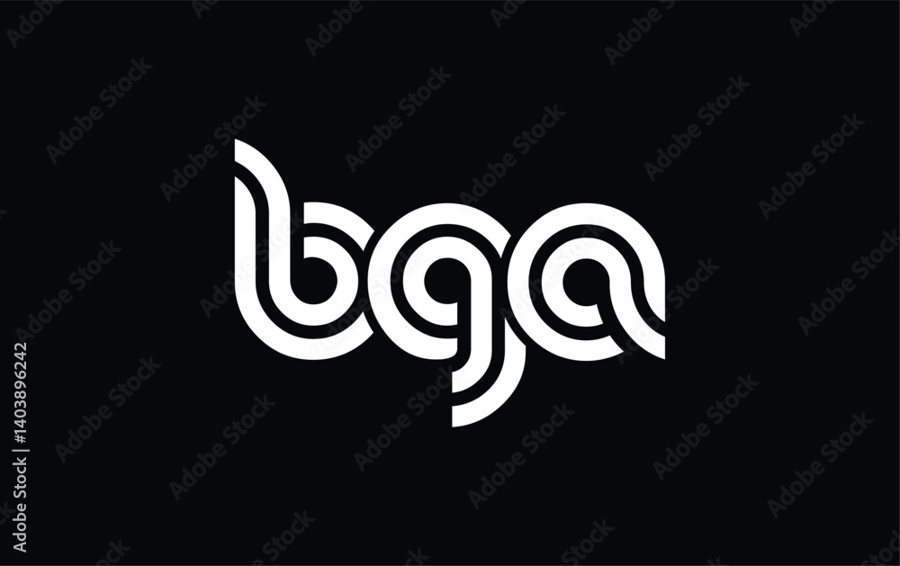 Obraz premium BGA Creative Unique Modern Letter Logo Design. Stylized logo featuring a unique letter design, presenting abstract minimalist aesthetics and modern appeal.