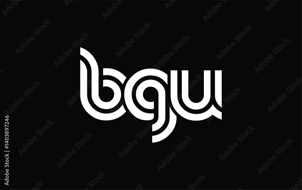 Naklejka premium BGU Creative Unique Modern Letter Logo Design. Stylized logo featuring a unique letter design, presenting abstract minimalist aesthetics and modern appeal.