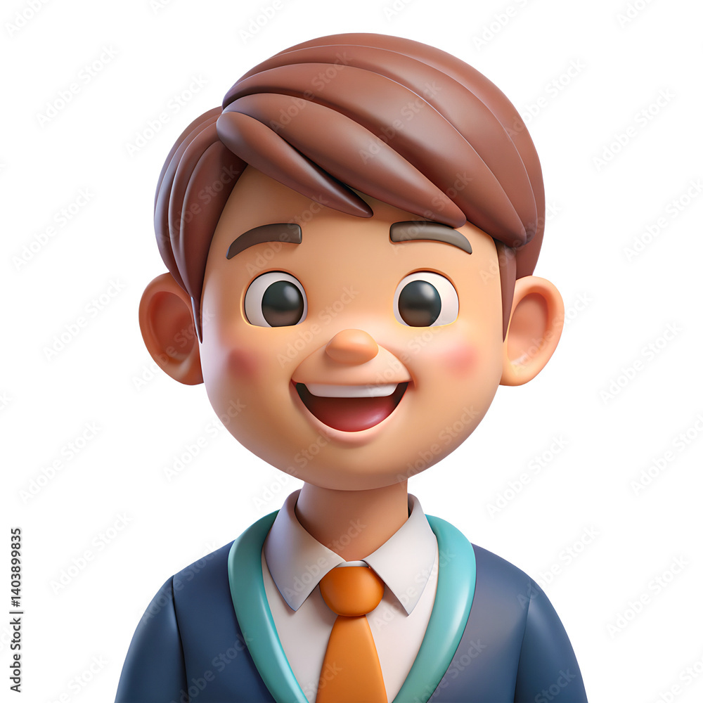 Obraz premium 3D Illustration happy school boy | cartoon businessman with headset