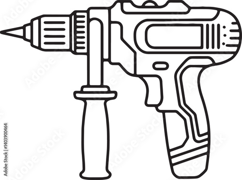 Drill Machine Line art
 vector illustration isolated On Transparent Background