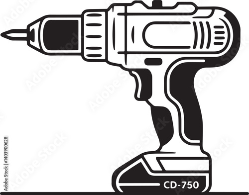 Drill Machine silhouette vector illustration isolated On Transparent Background