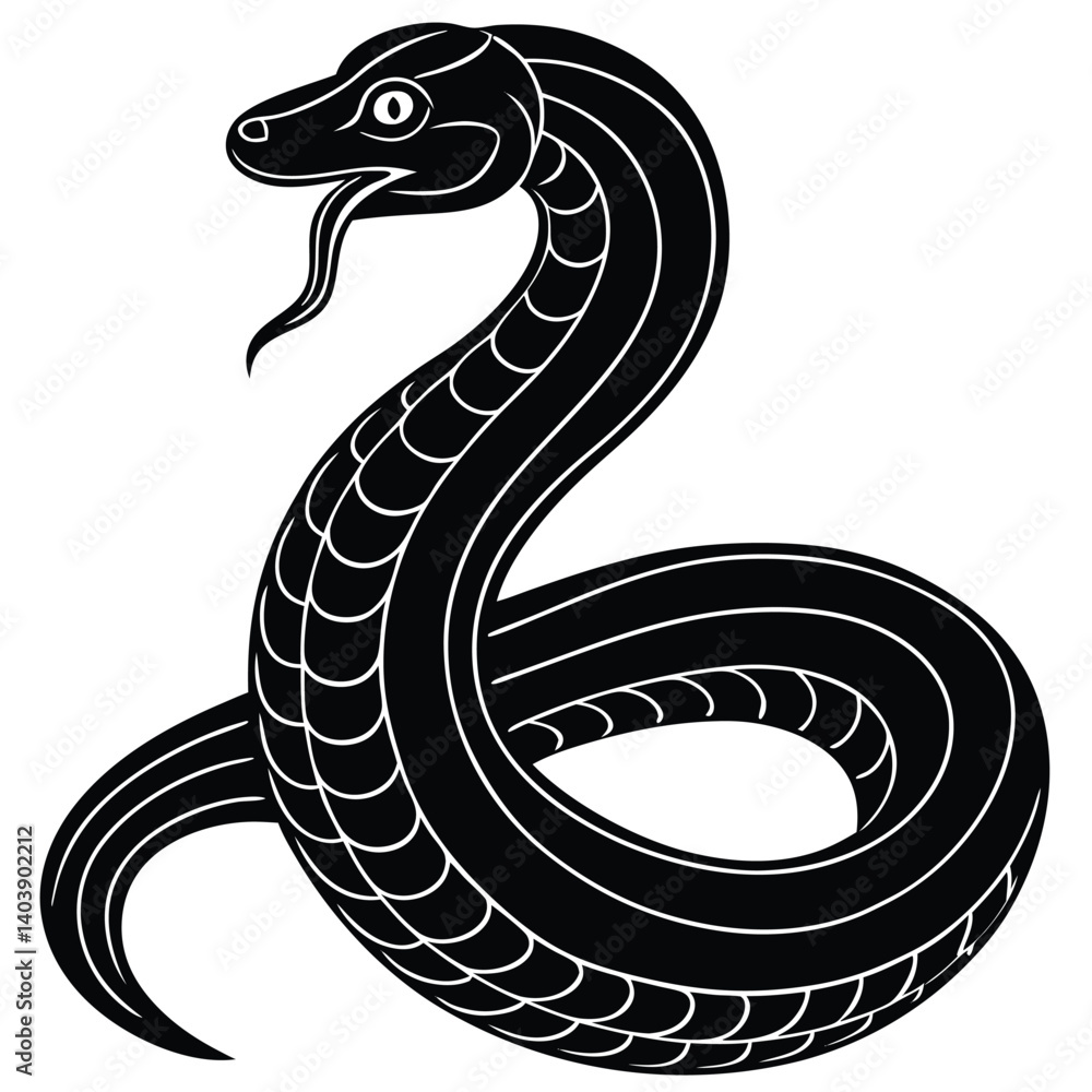 Fototapeta premium Black silhouette snake gourde