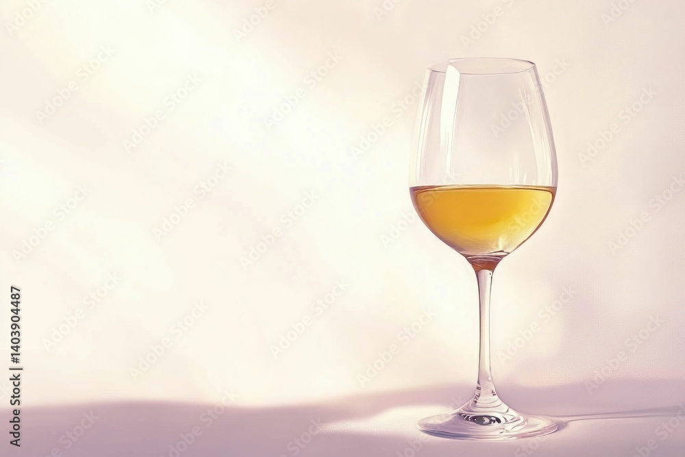 Elegant Glass of White Wine on Soft Light Background for Tasting Elegant Glass of White Wine on Soft Light Background for Tasting