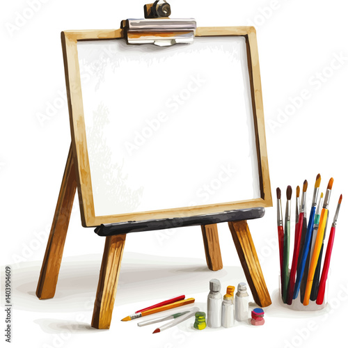 Drawing Board With Sketching Supplies, watercolor vector, isolated on a white background.