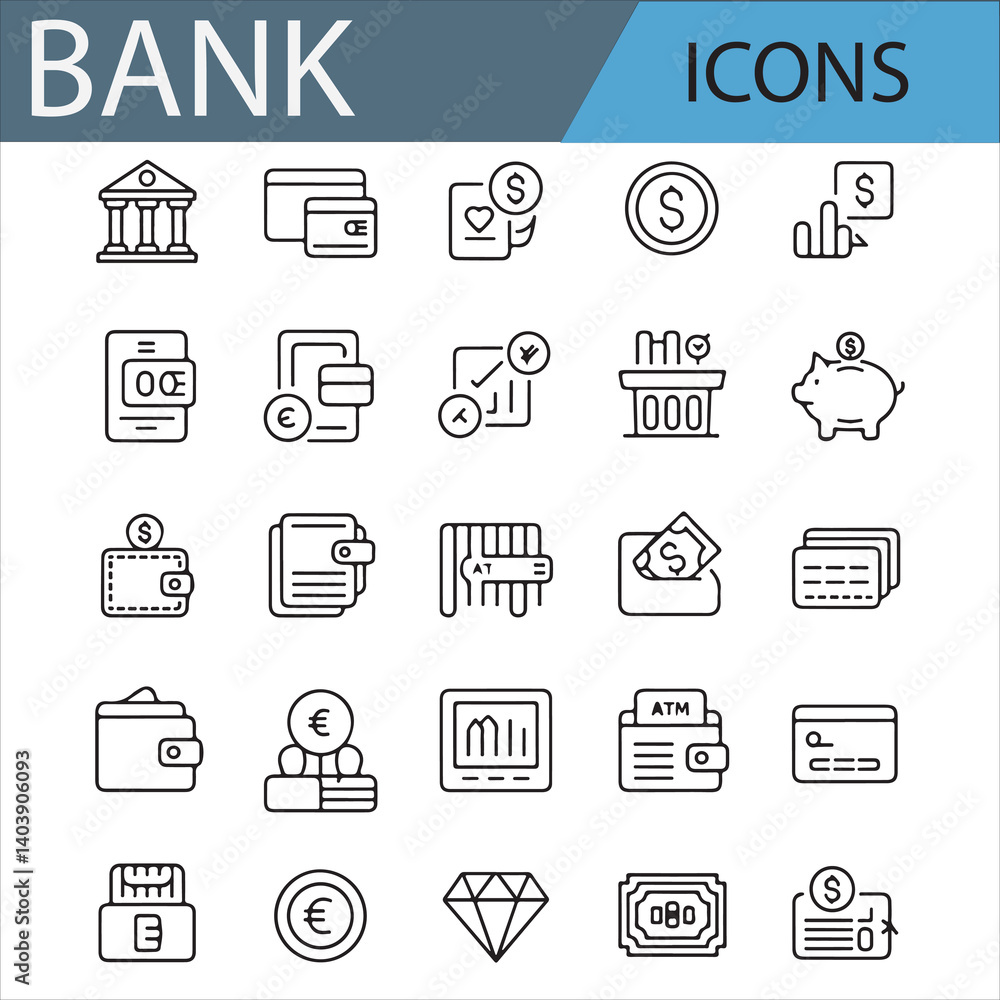 Line Art Icons for Banking and Cryptocurrencies, Digital Finance Symbols Line Art Icons for Banking and Cryptocurrencies, Digital Finance Symbols