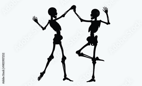  Skeleton dance poses, Halloween skeletons vector, Day of the Dead, Funny skeleton characters, Flat style skeletons, Cartoon skeletons dancing