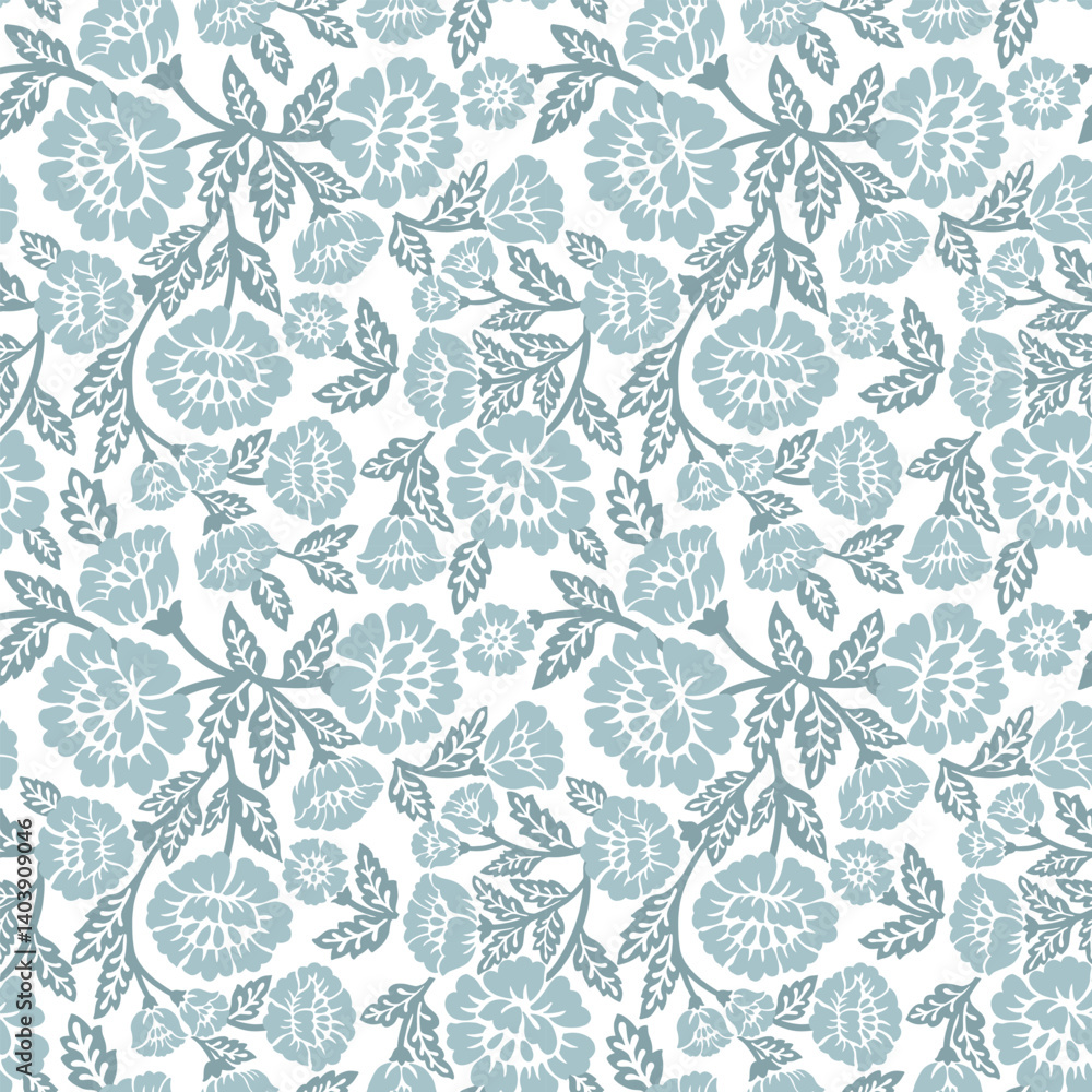 Fototapeta premium Jacobean floral pattern repeat vector file boho floral print block print flower artwork