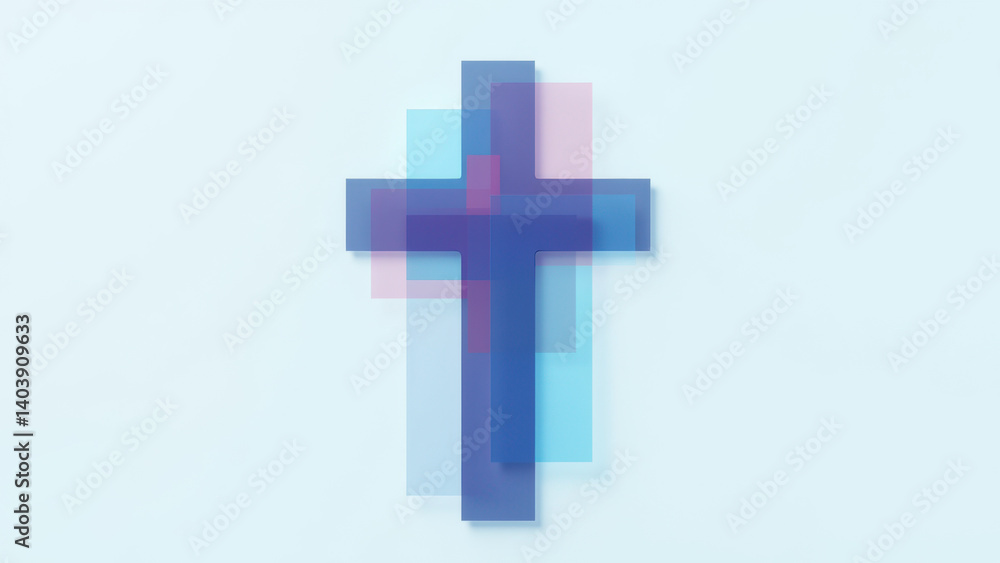 Obraz premium A pixelated Christian cross on a clear sky.