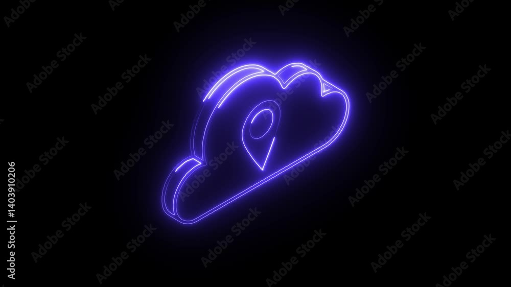 Glowing neon cloud-computing icon isolated on black background. HD Video motion graphic animation Glowing neon cloud-computing icon isolated on black background. HD Video motion graphic animation