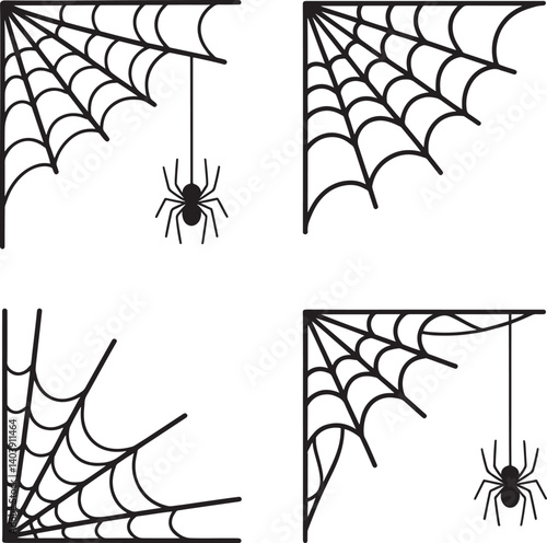 Halloween spider web silhouette vector illustration isolated On Transparent Background