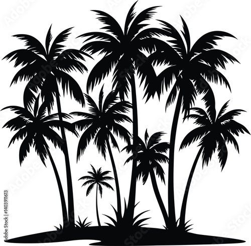 Tropical Palm Tree Silhouette Illustration