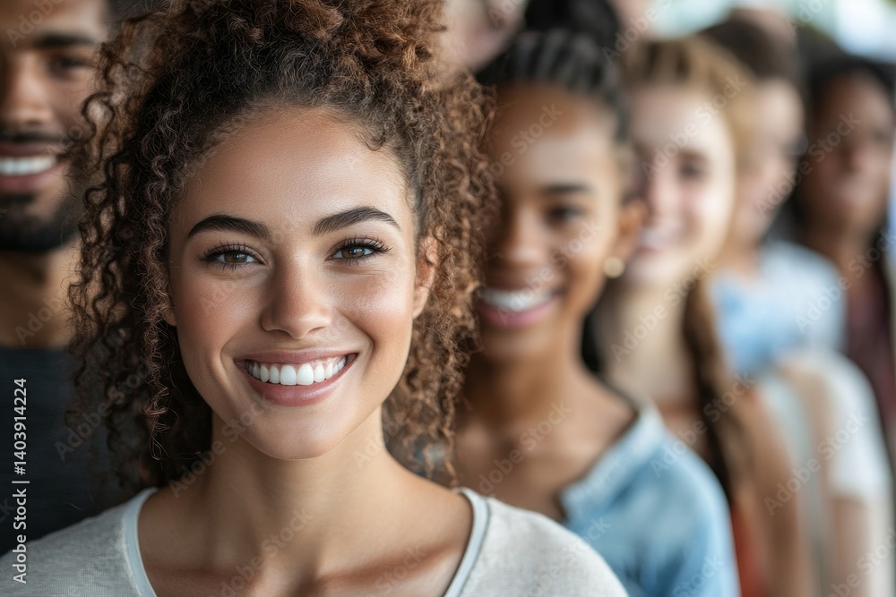 Large Group of Ethnicity People Smiling, Generative AI Large Group of Ethnicity People Smiling, Generative AI