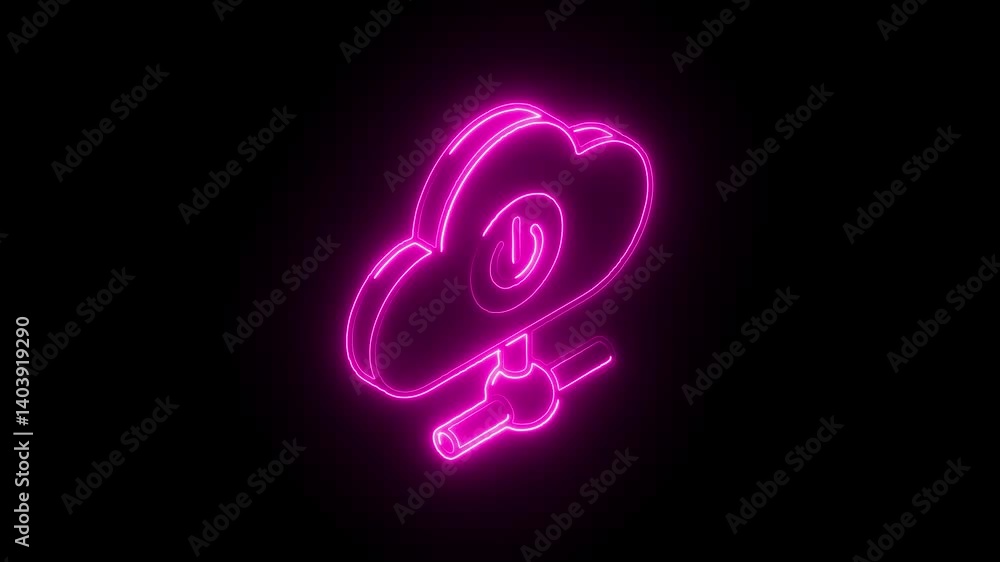 Glowing neon off button icon isolated on black background. HD Video motion graphic animation Glowing neon off button icon isolated on black background. HD Video motion graphic animation
