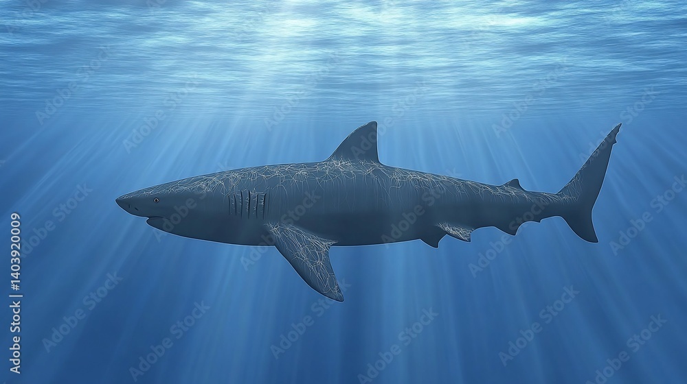 Fototapeta premium Shark in deep blue water