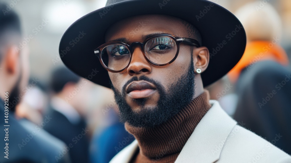 Chic man in hat and glasses Chic man in hat and glasses