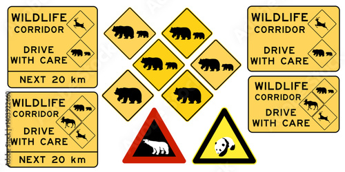 Bear Warning Road Signs Vectors