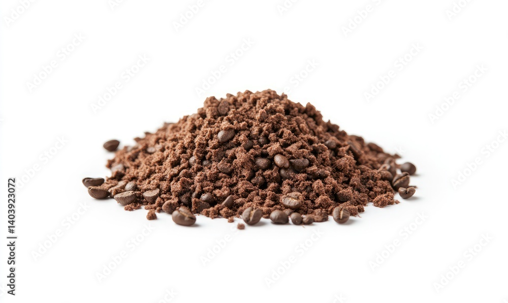 Pile of instant coffee granules with coffee beans Pile of instant coffee granules with coffee beans