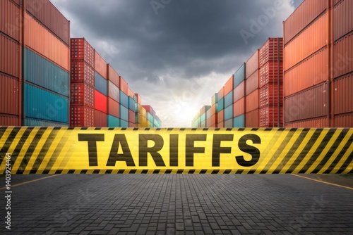 Tariff on international trade affecting import export container shipping and global supply chain logistics