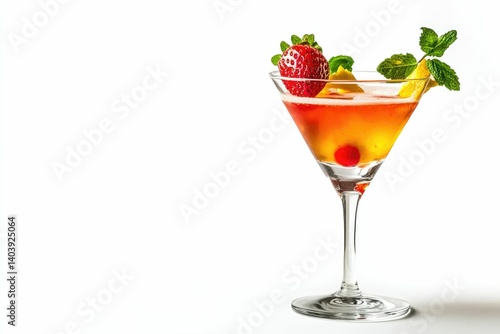 Wallpaper Mural Refreshing Cocktail in Martini Glass Garnished with Strawberry and Mint Torontodigital.ca