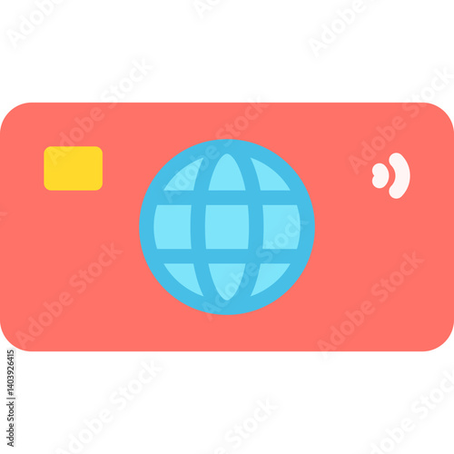 Global debit and credit card icon single vector illustration 