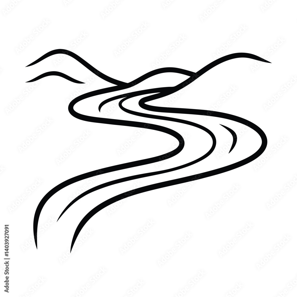 flowing river line art on white background (1).eps flowing river line art on white background (1).eps