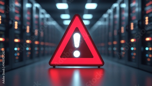 Major Data Center Failure: Red Triangle with Double Exclamation