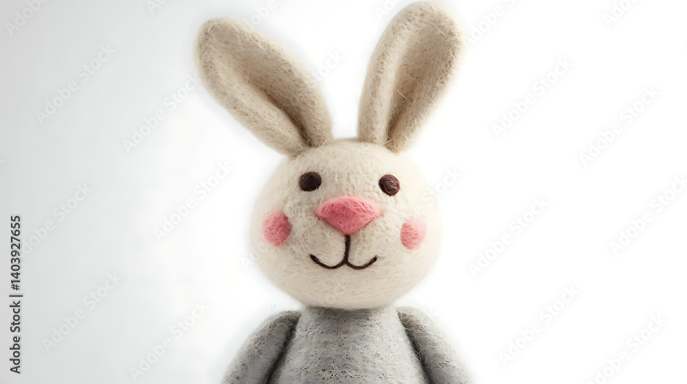 Obraz premium Easter Bunny Cute with Eggs Basket on white Background Flowers