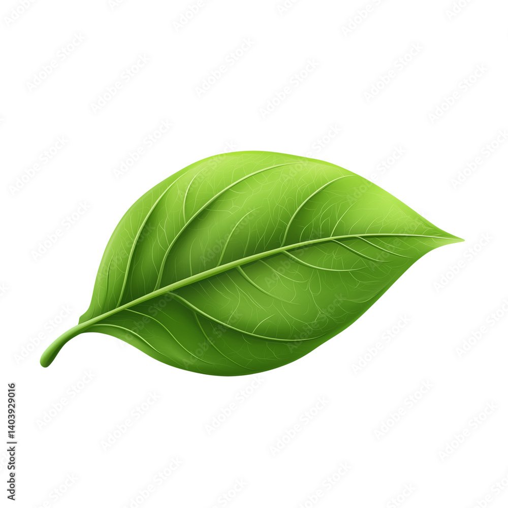 Obraz premium Top-down view of a fresh green rhododendron leaf with visible veins and natural imperfections on transparent png background. Ai generated