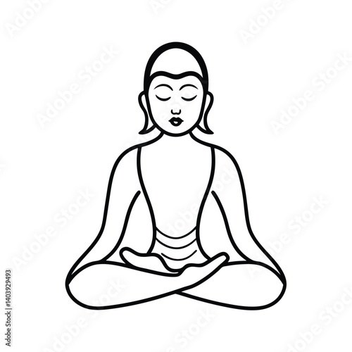 pranayama breathing line art on white background .eps