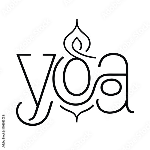yoga mantra line art on white background.eps