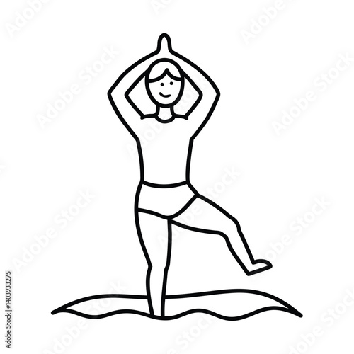 yoga on the beach line art on white background (1).eps