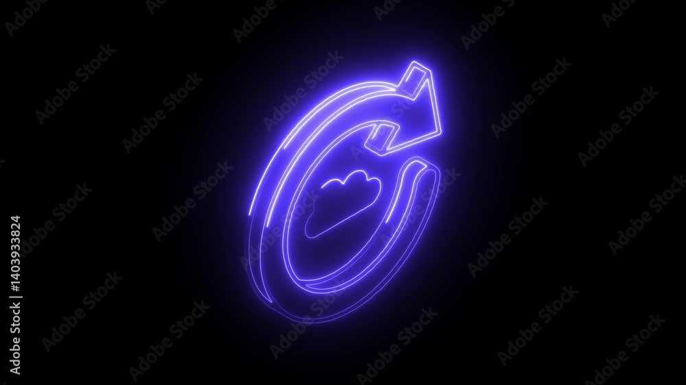 Glowing neon refresh option icon isolated on black background. HD Video motion graphic animation Glowing neon refresh option icon isolated on black background. HD Video motion graphic animation