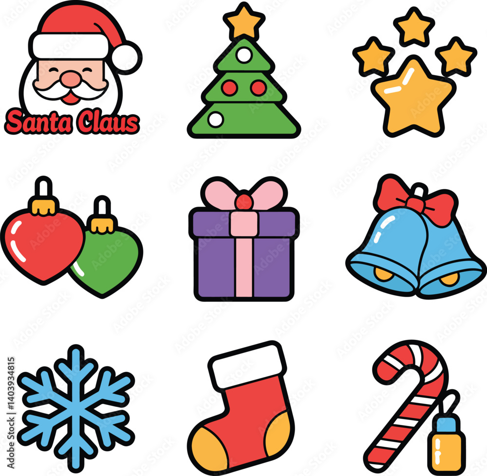 Fototapeta premium Set of Christmas icons vector illustration isolated On Transparent Background