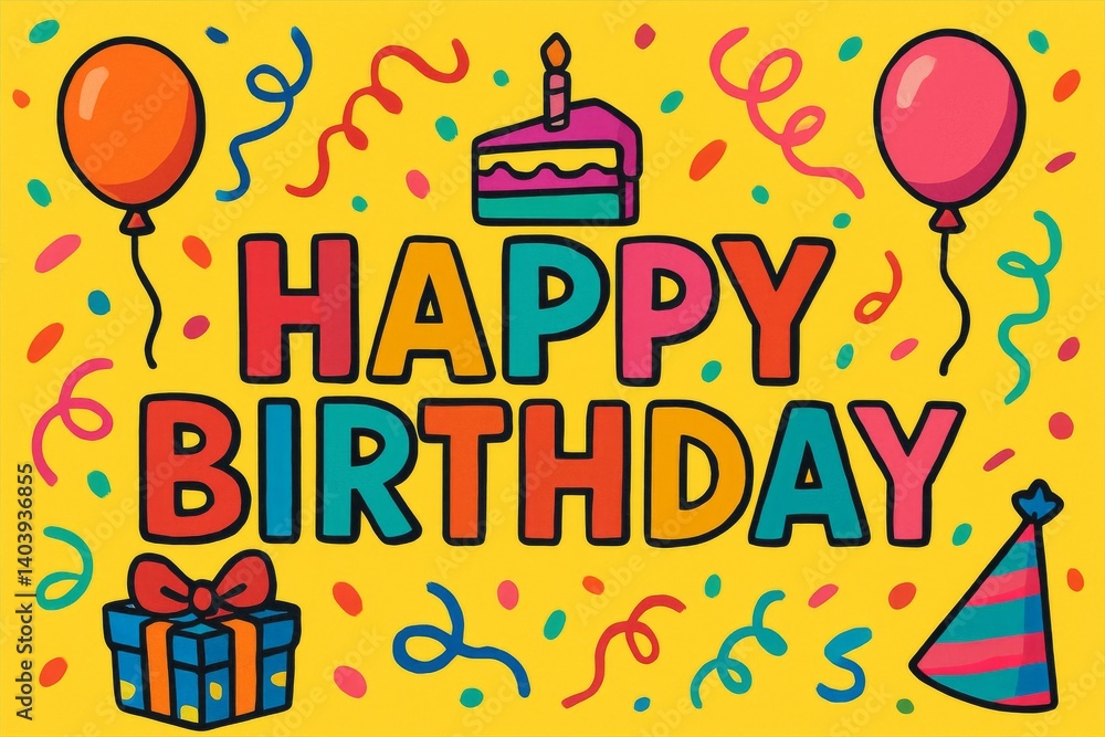 Fototapeta premium Celebrate a Joyful Birthday With Colorful Decorations and Festive Elements in Party Atmosphere