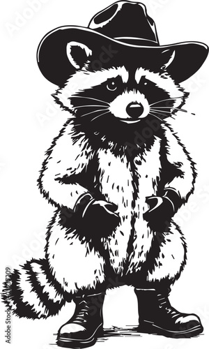 Vintage Raccoon Cowboy Cowgirl Trash Panda Western Country T-Shirt