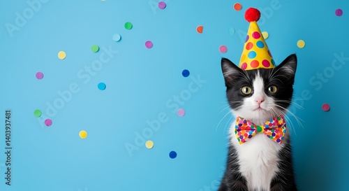 Cute Cat Birthday Party Hat Confetti