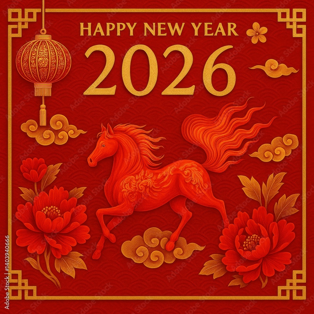 Celebrating the Year of the Red Horse With a Festive Design for New Year 2026