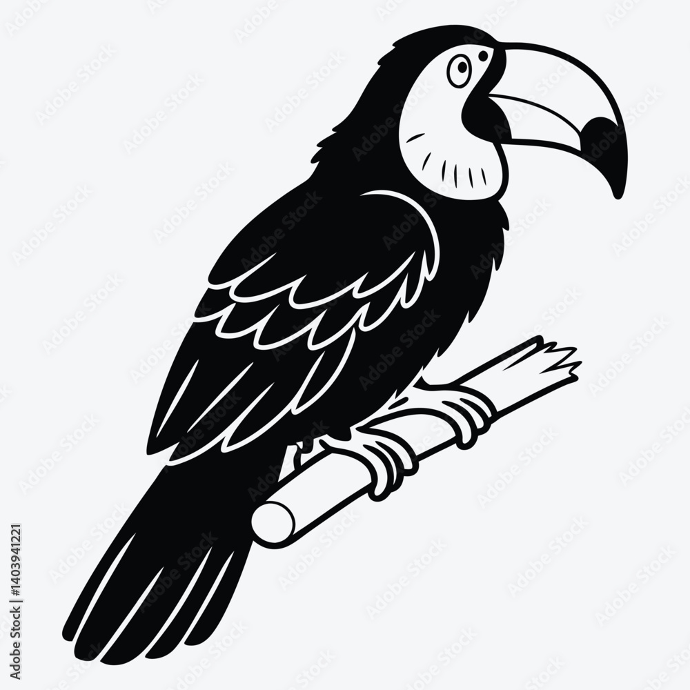 Obraz premium Amazon Parrot, Silhouette White background illustration, Generative Ai