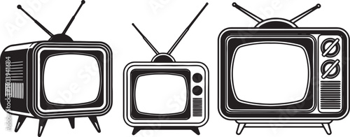 Set of television silhouette vector illustration isolated On Transparent  Background