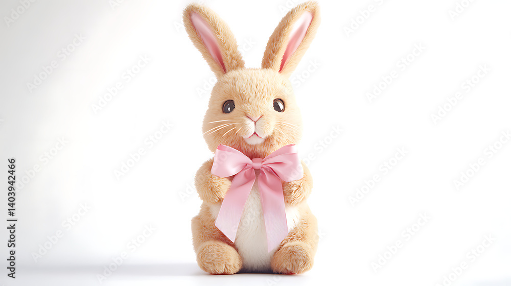 Obraz premium Easter Bunny Cute with Eggs Basket on white Background 